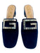 Gucci Shoe Size 37.5 Blue & Silver Velvet Round Square Toe Open Heel Pumps Blue & Silver / 37.5