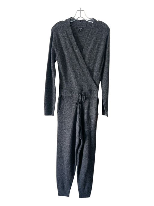 M Lounge Size XXS Gray Polyester Blend Long Sleeve Tapered Surplice Jumpsuit Gray / XXS