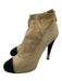 Chanel Shoe Size 38.5 Beige & Black textile upper Mesh Cap Toe Back Zip Booties Beige & Black / 38.5