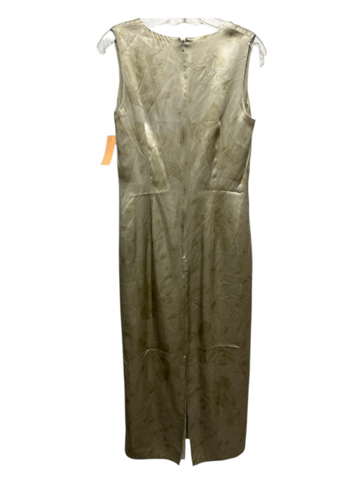 Banana Republic Size 4 Sage Green Print Silk Scoop Neck Sleeveless Floral Dress Sage Green Print / 4
