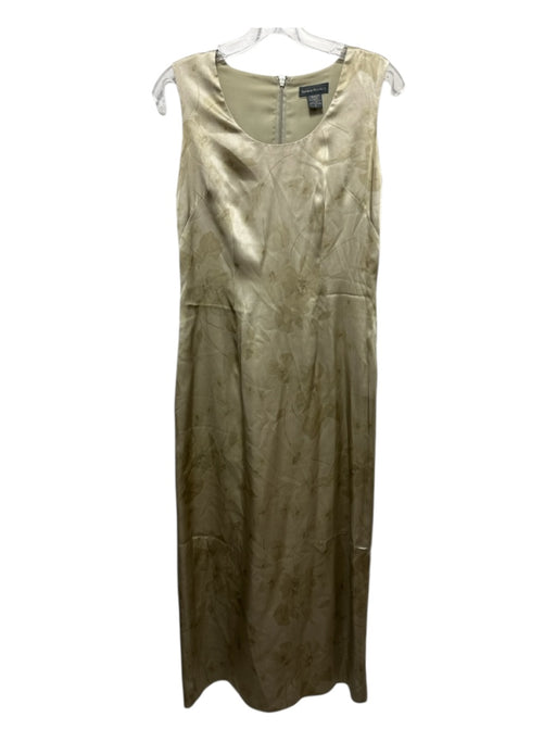 Banana Republic Size 4 Sage Green Print Silk Scoop Neck Sleeveless Floral Dress Sage Green Print / 4
