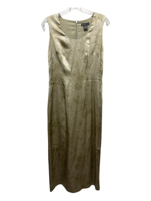 Banana Republic Size 4 Sage Green Print Silk Scoop Neck Sleeveless Floral Dress Sage Green Print / 4