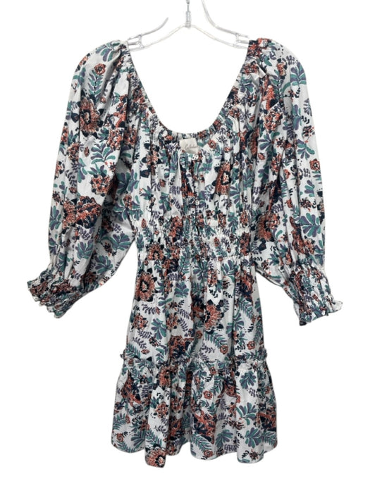 Cleobella Size S White & Multi Cotton Abstract Floral Button Front Dress White & Multi / S