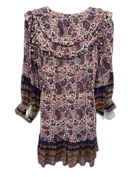 Cleobella Size XS Purple, Brown, Pink Cotton Long puff sleeve Buttons Dress Purple, Brown, Pink / XS