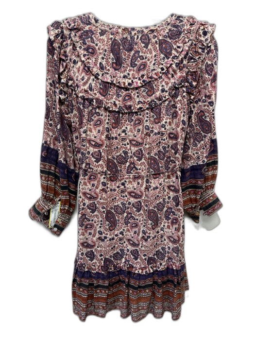 Cleobella Size XS Purple, Brown, Pink Cotton Long puff sleeve Buttons Dress Purple, Brown, Pink / XS