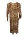 Cleobella Size S Pink, Brown, Yellow Cotton 3/4 Sleeve Abstract Print Midi Dress Pink, Brown, Yellow / S
