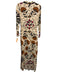 Farm Rio Size XS Cream, Brown, Pink Rayon 3/4 Sleeve Floral Print V Neck Dress Cream, Brown, Pink / XS