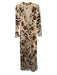 Farm Rio Size XS Cream, Brown, Pink Rayon 3/4 Sleeve Floral Print V Neck Dress Cream, Brown, Pink / XS