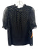 J Crew Size XS Black & Gold Viscose Metallic Thread Short Puff Sleeve Top Black & Gold / XS