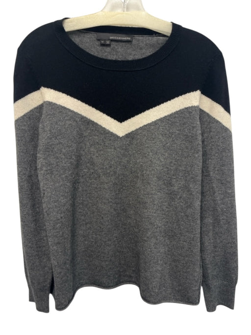 360 Cashmere Size M Black, White, Gray Cashmere Long Sleeve Color Block Sweater Black, White, Gray / M
