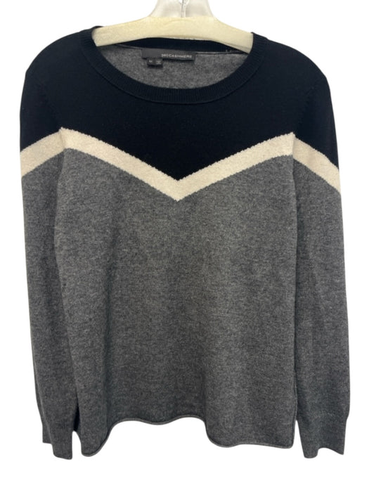 360 Cashmere Size M Black, White, Gray Cashmere Long Sleeve Color Block Sweater Black, White, Gray / M