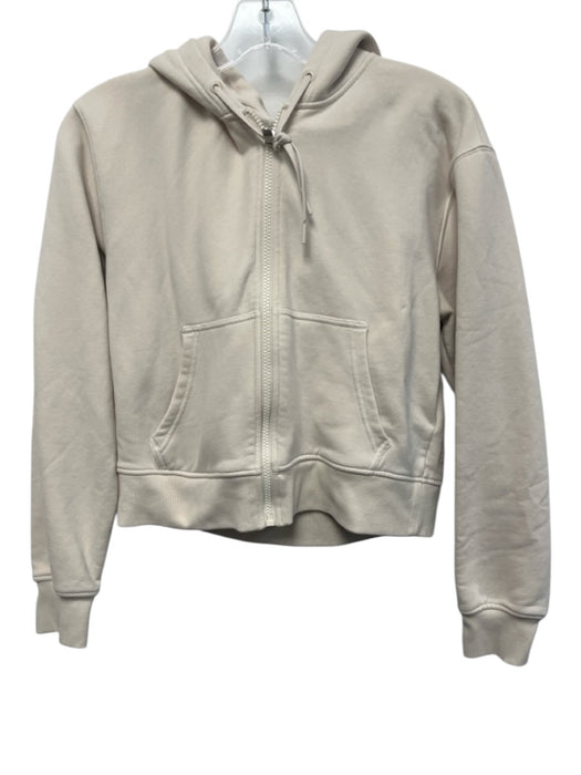 Athleta Size S Light Beige Cotton & Polyester Hood Zip Up Long Sleeve Jacket Light Beige / S