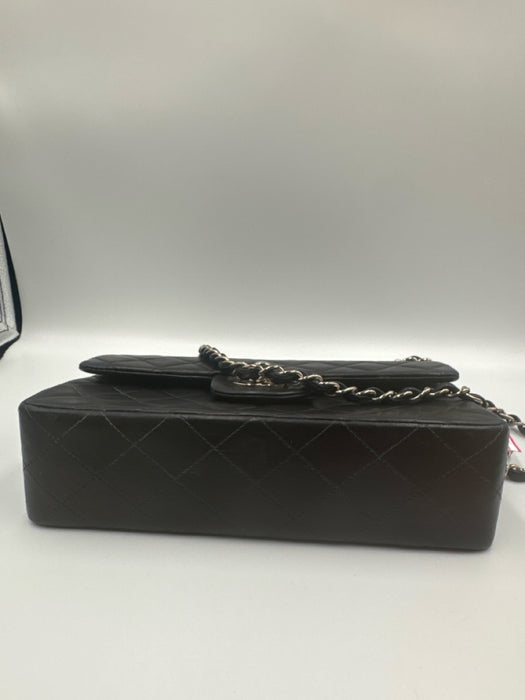 Chanel Black Leather Quilted Silver Hardware Double Flap Vintage Bag