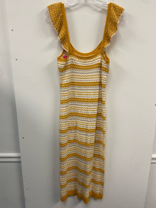 Ramy Brook Size S/M White, Yellow & Gold Cotton Blend Metallic Thread Dress Set