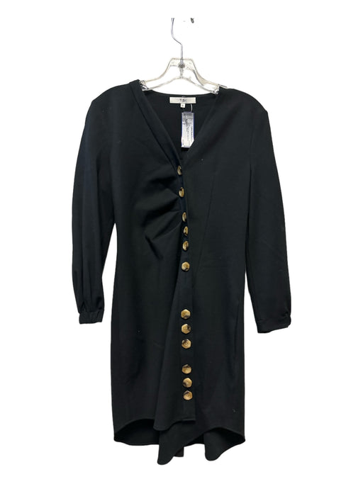 Tibi Size 0 Black Rayon Blend Long Sleeve Buttons Dress Black / 0