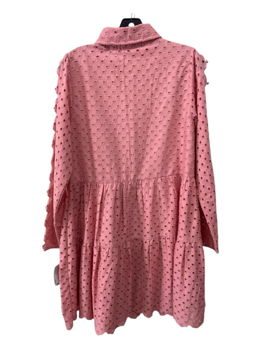 Antonio Melani Size 2 Pink Cotton Crochet Lace Button Detail Collared Dress Pink / 2