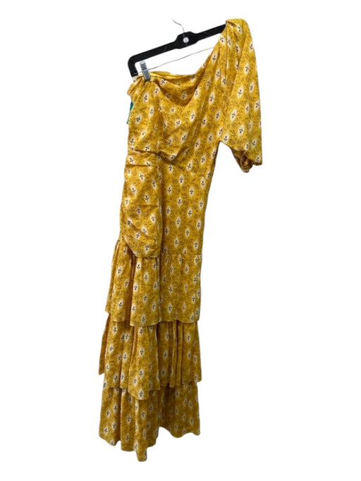 Veronica Beard Size 4 Yellow & White Cotton & Silk floral print Ruched Dress Yellow & White / 4