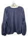 Ann Mashburn Size S Navy Blue Wool V Neck Back Zip Puff Sleeves Top Navy Blue / S