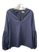 Ann Mashburn Size S Navy Blue Wool V Neck Back Zip Puff Sleeves Top Navy Blue / S