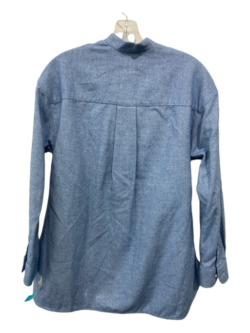 Ann Mashburn Size S Light Blue Cotton Chest Pockets Long Sleeve 1/2 Button Top Light Blue / S