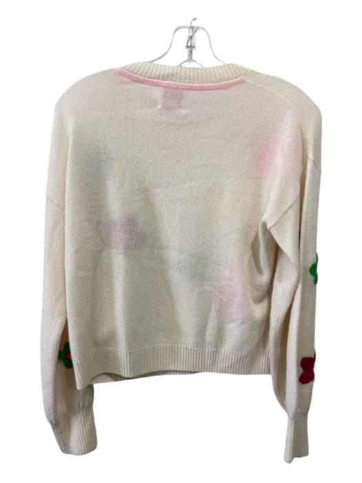 Brodie Size XS Cream & Multi Cashmere Floral Motif Long Sleeve Sweater Cream & Multi / XS