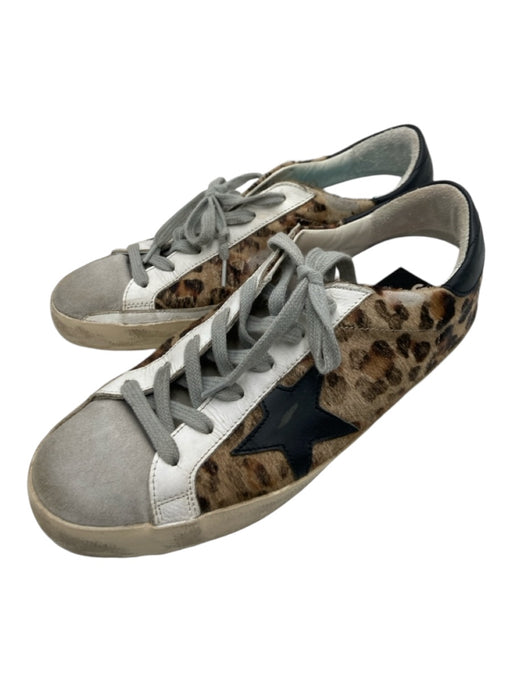 Golden Goose Shoe Size 38 Tan & Gray Leather Pony Hair Low Top Sneakers Tan & Gray / 38