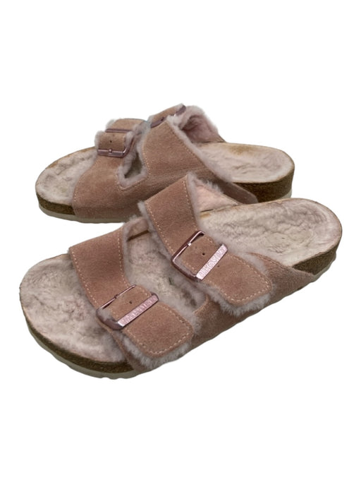 Birkenstock Shoe Size 38 Pink Leather Fur lined Double Strap Sandals Pink / 38