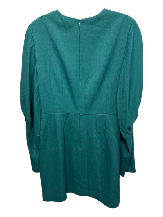 Tibi Size 6 Teal Green Polyester & Viscose Ruched Back Zip Dress Teal Green / 6