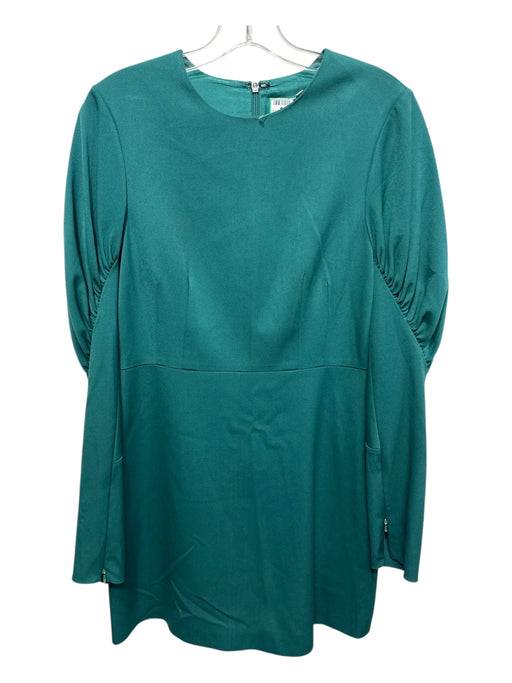 Tibi Size 6 Teal Green Polyester & Viscose Ruched Back Zip Dress Teal Green / 6