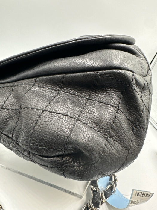 Chanel Black & Silver Caviar Leather Quilted Detail Chain Strap Shoulder Bag Bag