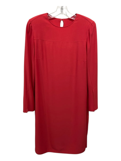 Akris Punto Size 6 Red Viscose & Acetate Back Zip Key Hole Shoulder Pads Dress Red / 6