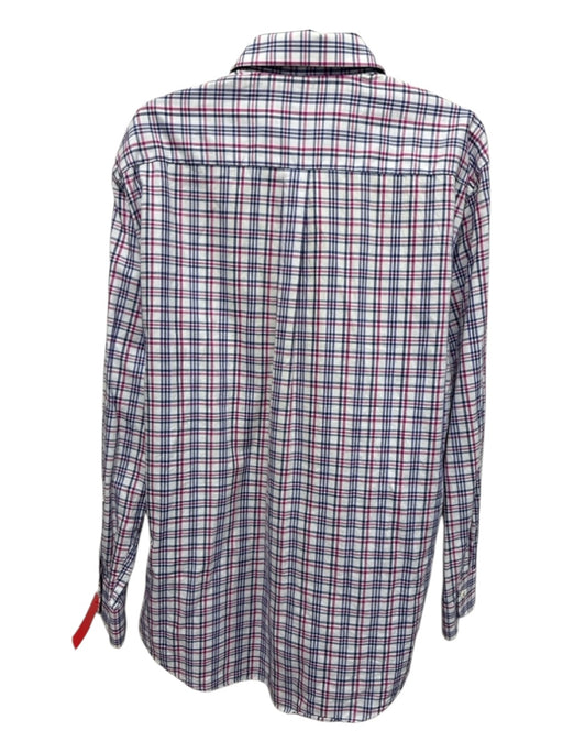 Peter Millar Size L White & Multi Cotton Plaid Button Down Long Sleeve Shirt White & Multi / L