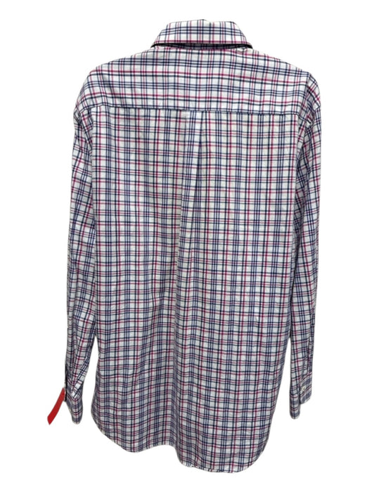 Peter Millar Size L White & Multi Cotton Plaid Button Down Long Sleeve Shirt White & Multi / L