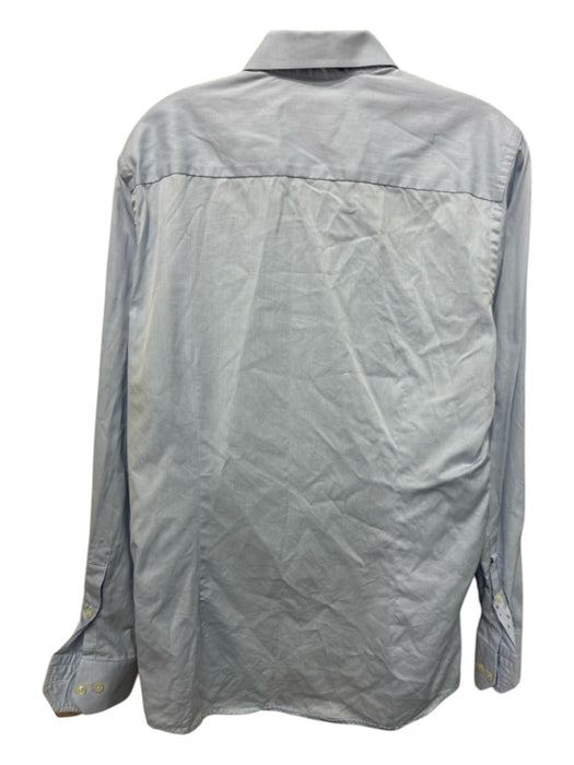 Eton Size 15 Blue Cotton Solid Button Down Men's Long Sleeve Shirt Blue / 15