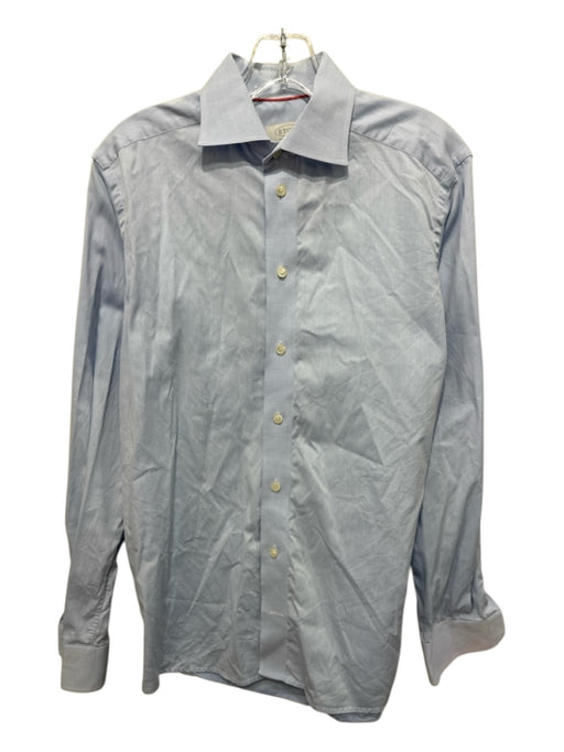 Eton Size 15 Blue Cotton Solid Button Down Men's Long Sleeve Shirt Blue / 15
