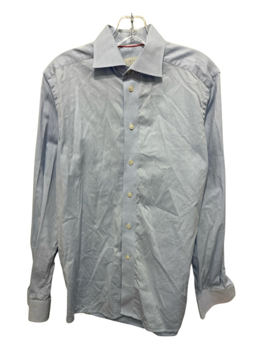 Eton Size 15 Blue Cotton Solid Button Down Men's Long Sleeve Shirt Blue / 15