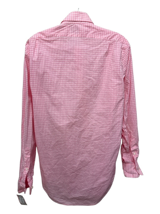 Sid Mashburn Size 15.5 Pink & White Cotton Gingham Button Down Long Sleeve Shirt Pink & White / 15.5