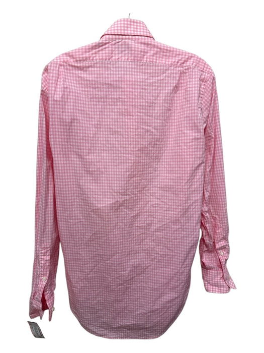 Sid Mashburn Size 15.5 Pink & White Cotton Gingham Button Down Long Sleeve Shirt Pink & White / 15.5