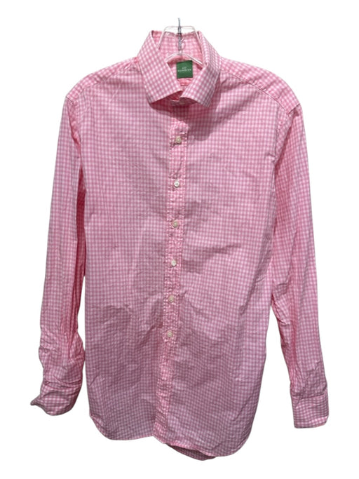 Sid Mashburn Size 15.5 Pink & White Cotton Gingham Button Down Long Sleeve Shirt Pink & White / 15.5