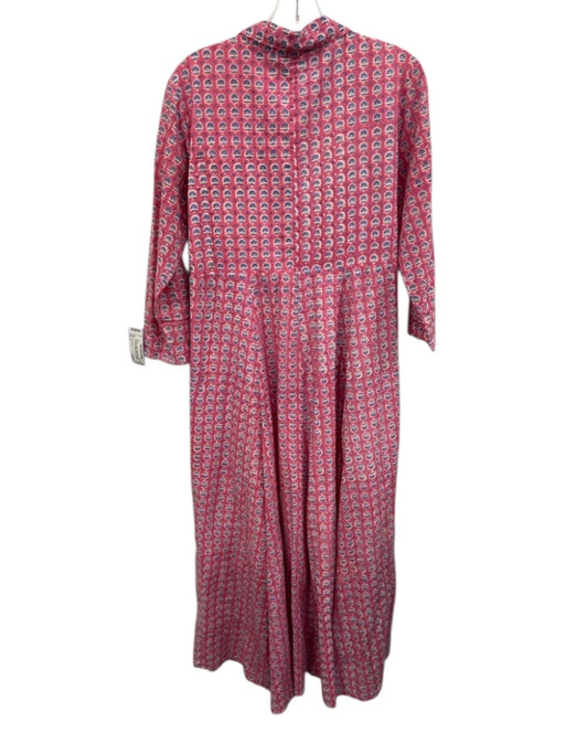 India Amory Size 2 Pink, Blue, White Cotton 3/4 Sleeve Floral Print Maxi Dress Pink, Blue, White / 2