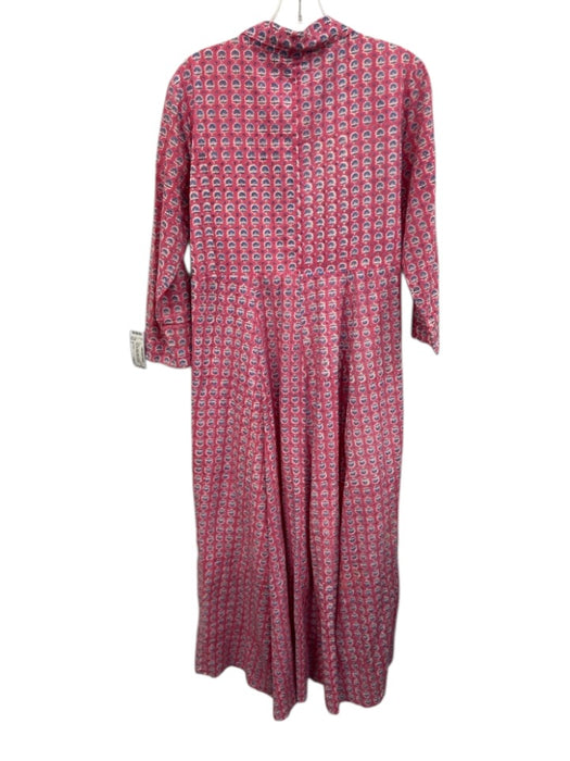 India Amory Size 2 Pink, Blue, White Cotton 3/4 Sleeve Floral Print Maxi Dress Pink, Blue, White / 2
