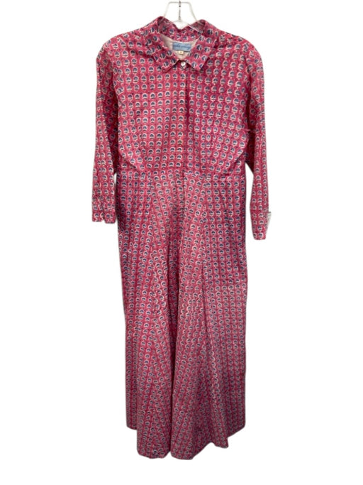 India Amory Size 2 Pink, Blue, White Cotton 3/4 Sleeve Floral Print Maxi Dress Pink, Blue, White / 2