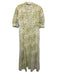 India Amory Size M Green & White Cotton Short Puff Sleeve Botanical Print Dress Green & White / M