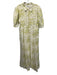 India Amory Size M Green & White Cotton Short Puff Sleeve Botanical Print Dress Green & White / M