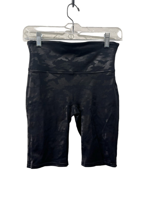 Spanx Size M Black Nylon Blend High Rise Camo Biker Shorts Black / M