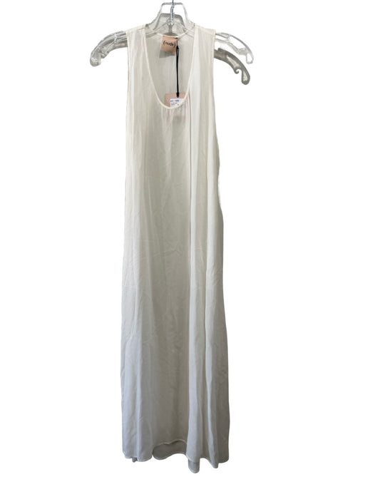 Nude Size 42 White Silk Round Neck Sleeveless Maxi Sheer Dress White / 42