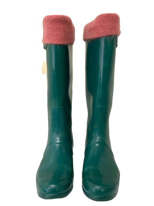 Hunter Shoe Size 9 Green Rubber Rain Boots Knee High Round Toe Sock Inc Boots Green / 9