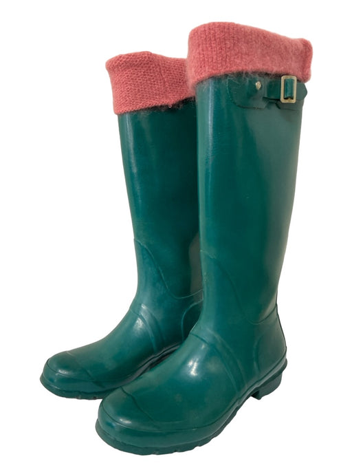 Hunter Shoe Size 9 Green Rubber Rain Boots Knee High Round Toe Sock Inc Boots Green / 9