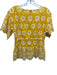 Tory Burch Size 4 Yellow & White Cotton Floral Eyelet Short Sleeve Peplum Top Yellow & White / 4