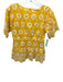 Tory Burch Size 4 Yellow & White Cotton Floral Eyelet Short Sleeve Peplum Top Yellow & White / 4